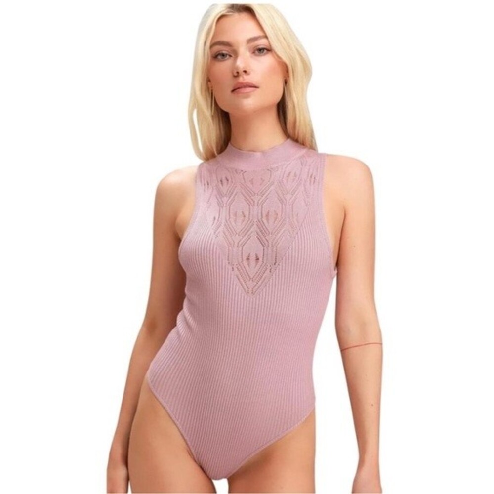 Free People Women Mauve On Point Ribbed Bodysuit Tank Top Cami Size Small